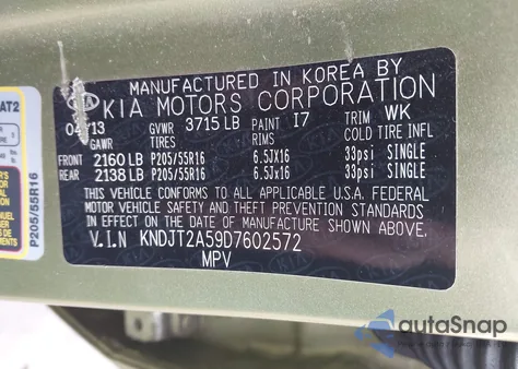 2013 Kia Soul z USA, uszkodzony, nr VIN KNDJT2A59D7602572